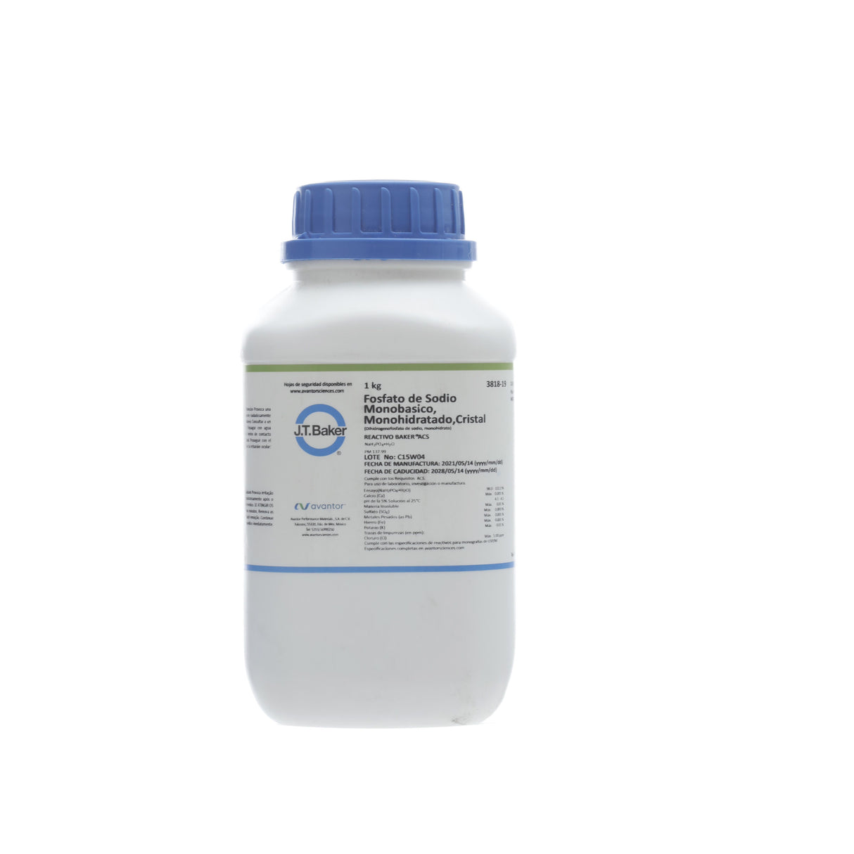 FOSFATO DE SODIO MONOBASICO MONO-HIDRATADO,CRISTAL, PA ACS, 98.0%